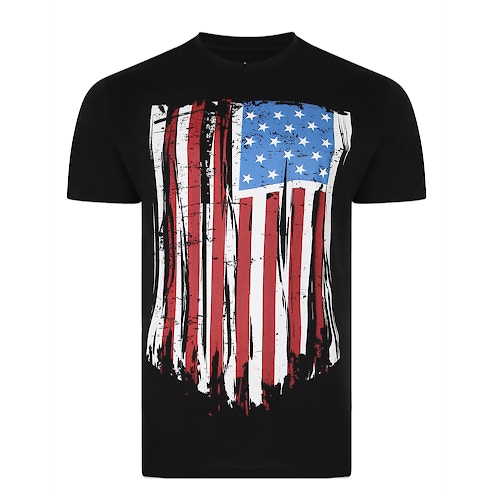 Bigdude Stars And Stripes Print T-Shirt Black